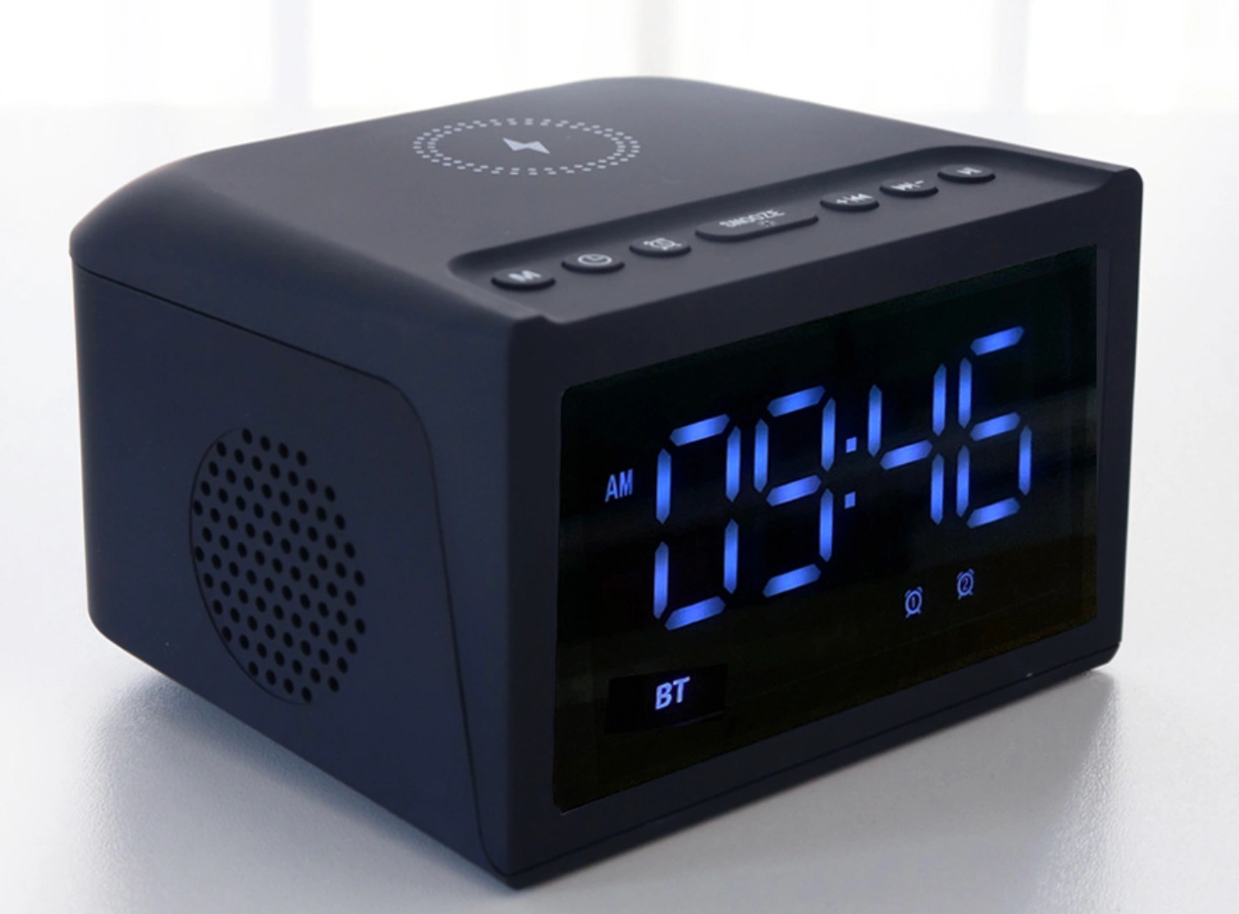“Curio Bluetooth Speaker: 15W Wireless Charger Alarm - Perfect Irish Mornings!”
